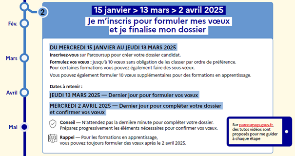 calendrier parcours - etape 2